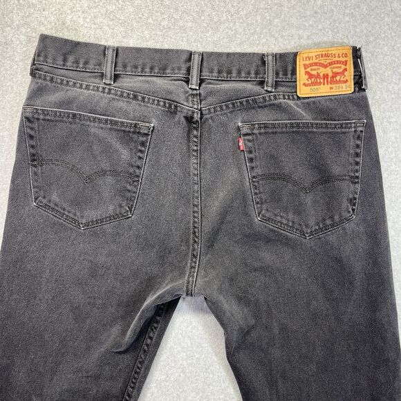 Levi’s 505 Men’s Jeans Black 38x34 Straight Leg Regular Fit Denim Pants - Picture 7 of 14